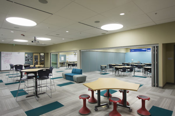 photo courtesy of Tubelite, Inc. Sliding partition doors create small study rooms or a larger collaborative space.