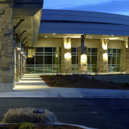 This covered entry is part of Highland Park Community Church in Casper, WY.