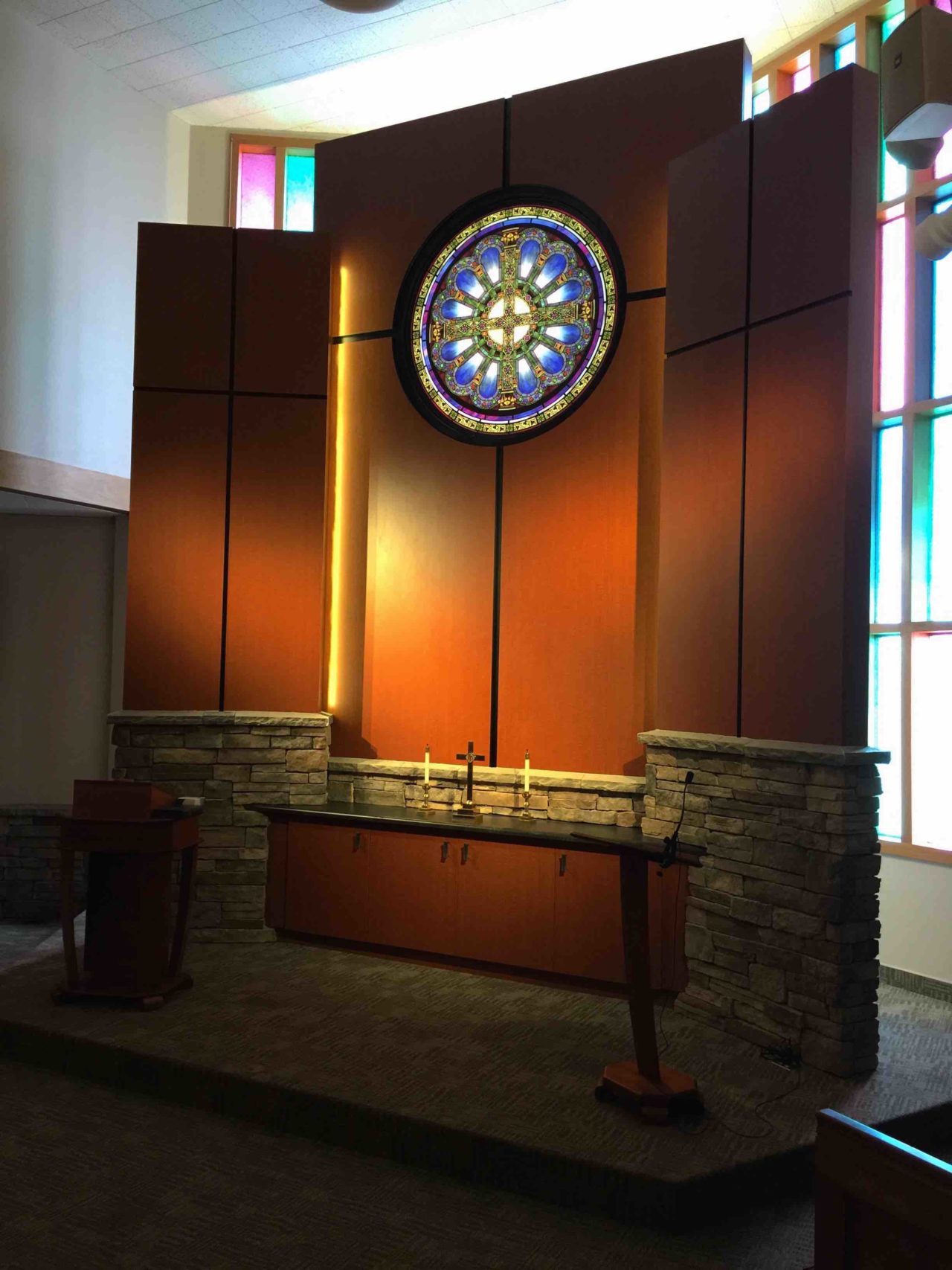 Stained Glass, Laminate, Presbyterian church, renovation, existing facility, Wyoming, Cheyenne