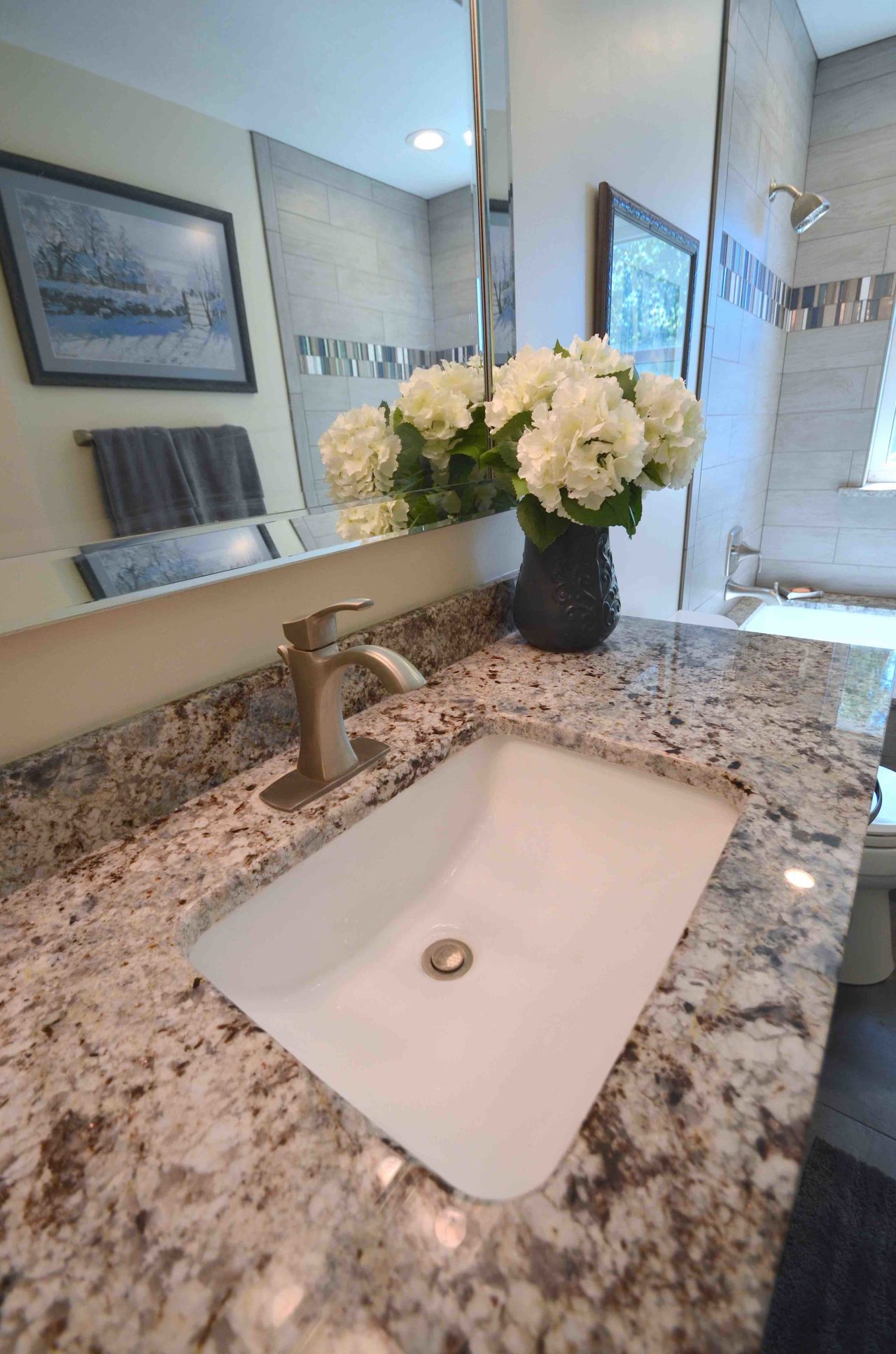Mountain home. Granite custom bathroom