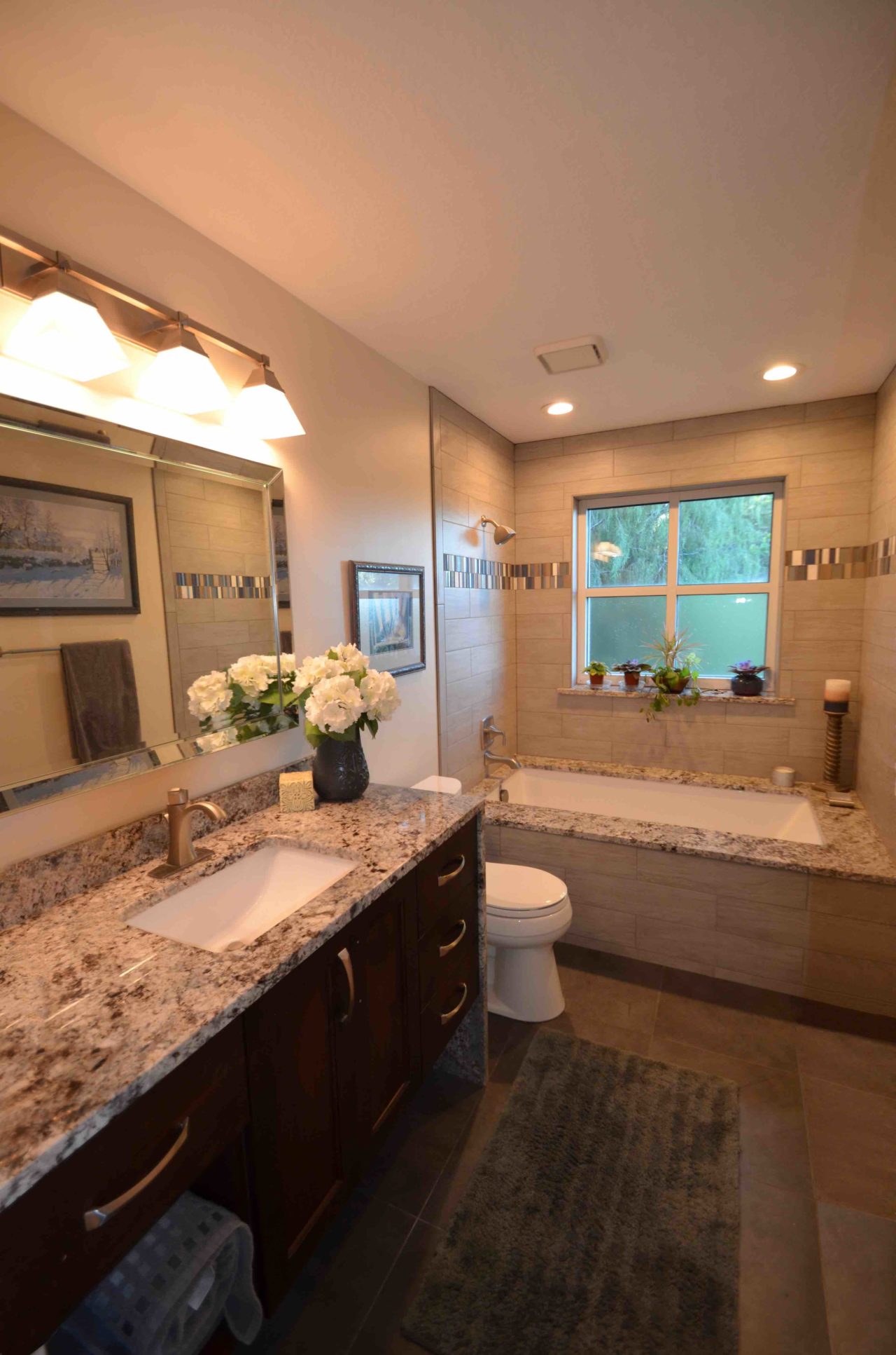 Mountain home. Granite custom bathroom