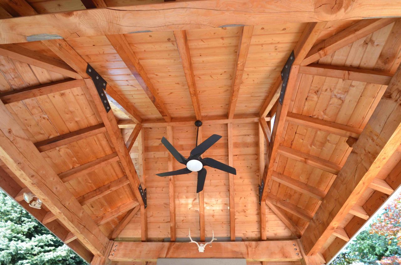 Mountain home. Wood timber residential deck
