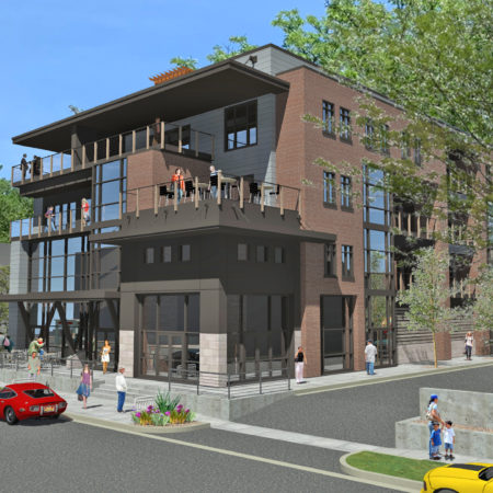 Apartment buildings in Ogden. living spaces in Ogden, brick exterior, wood siding, balcony areas. Vertical windows