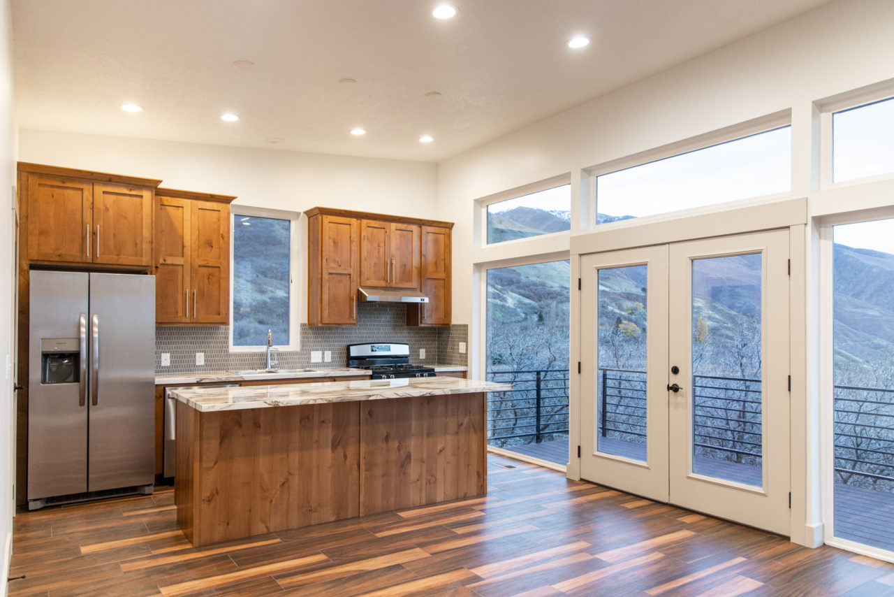 Private guest house in Uintah Highlands. Warm colors and surfaces give sense of repose and coziness